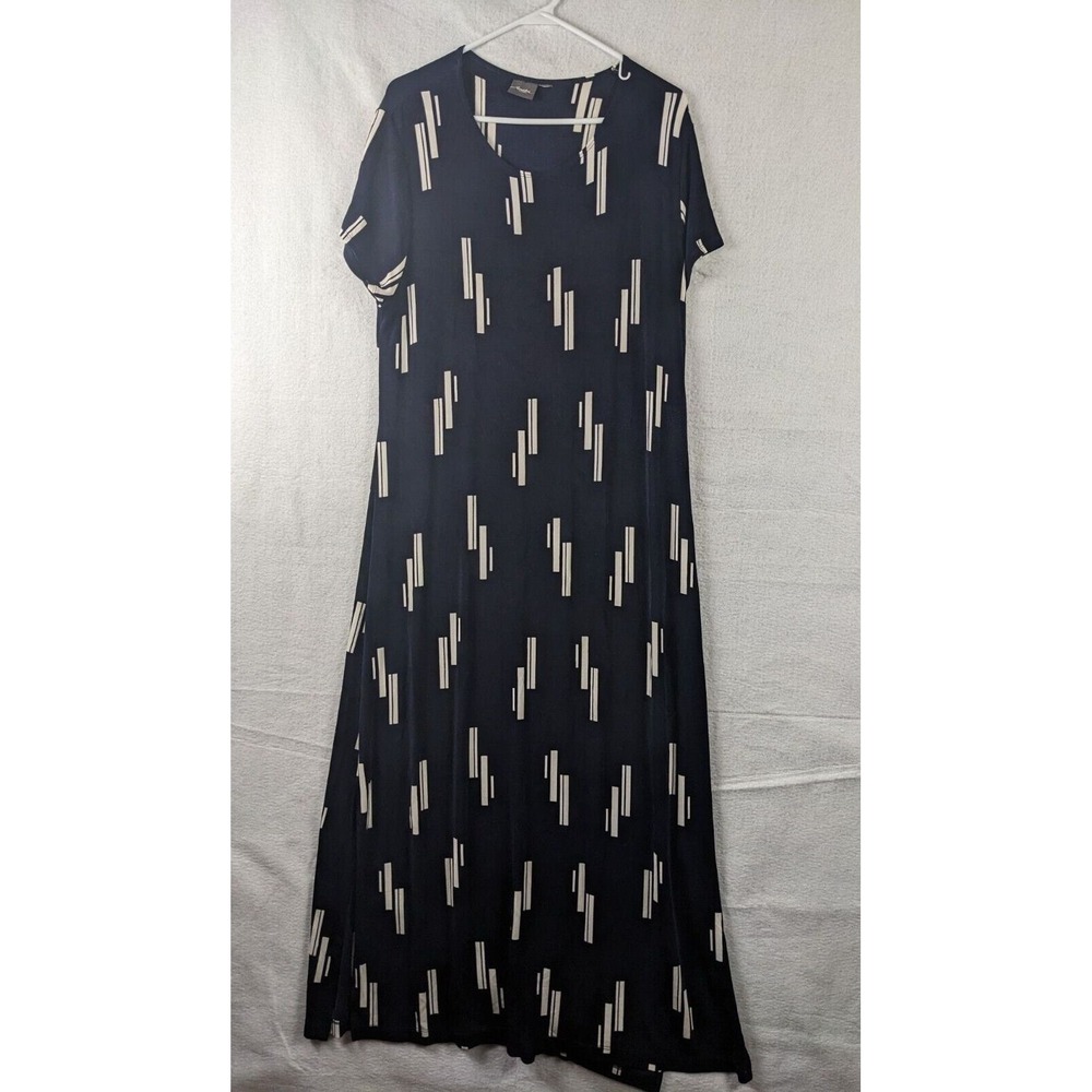 Travelers By Chicos Womens Dress Acetate Blend Blue White See Measurements